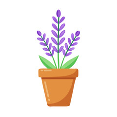 Purple Lavender Plant in a Pot Illustration