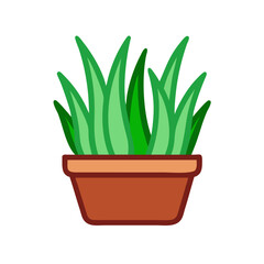 Cartoon Potted Plant Illustration on Black Background