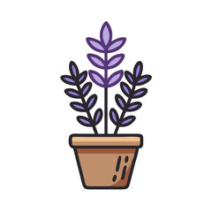 Potted lavender plant icon, simple vector on black