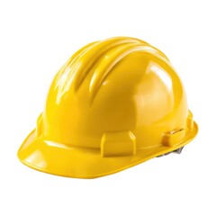 Yellow hard hat safety equipment on white background