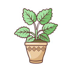 Potted plant illustration with simple cartoon art style