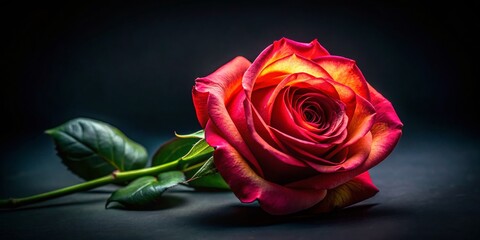 Drone View: Single Rose, Peace & Remembrance - Dramatic Low Light Still Life