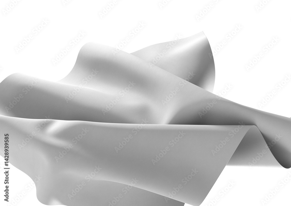 Poster close-up of a white fabric drape, showcasing its texture and folds. the fabric is illuminated by a s