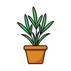 Minimalist plant in pot, isolated on black background