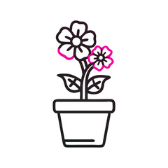 Potted Flowers Icon with a Black Background