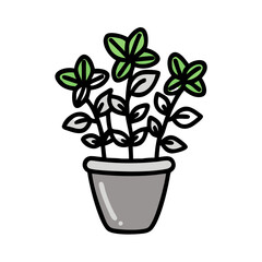 Potted plant with falling leaves illustration on black