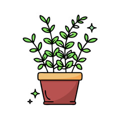Obraz premium Charming potted plant on black background stock illustration