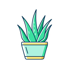 Aloe Vera Plant in Pot Illustration on Black