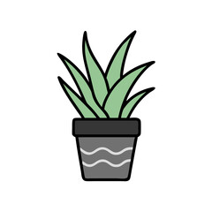Minimalist Potted Plant on Black Background Illustration Design
