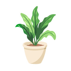 Stylized Green Plant in Pot Illustration on Black