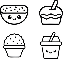 bakery and fast food silhouette vector icon set, set of easter eggs, fast food vector icons, fast food symbol icons, fast food collection, set of vector icons of food, set of different food icons.
