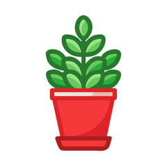 Cute potted houseplant with green leaves icon vector