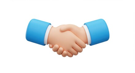 3D Cartoon handshake illustration on white background
