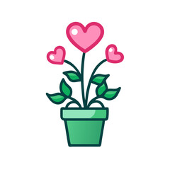 Love heart flower in pot icon illustration design