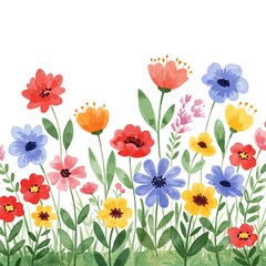 Vibrant Watercolor Wildflowers: A Springtime Bloom AI Generated