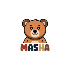 create a vector style simple little Masha white background.