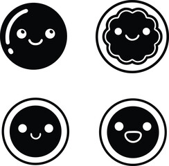 smiley silhouette with lineart vector icon set, set of smiley faces vector icons, set of smiley faces, set of smiles on white background.