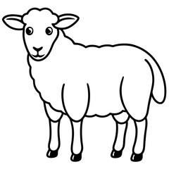 Minimal Line Art Sheep Design