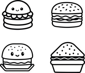 bakery and fast food silhouette vector icon set, set of easter eggs, fast food vector icons, fast food symbol icons, fast food collection, set of vector icons of food, set of different food icons.