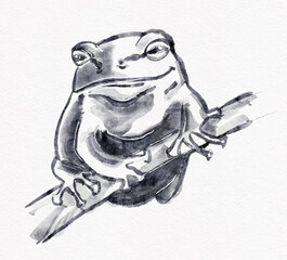 little cute frog digital hand painted