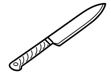 Woodcut Carving Knife Line Art Vector Illustration