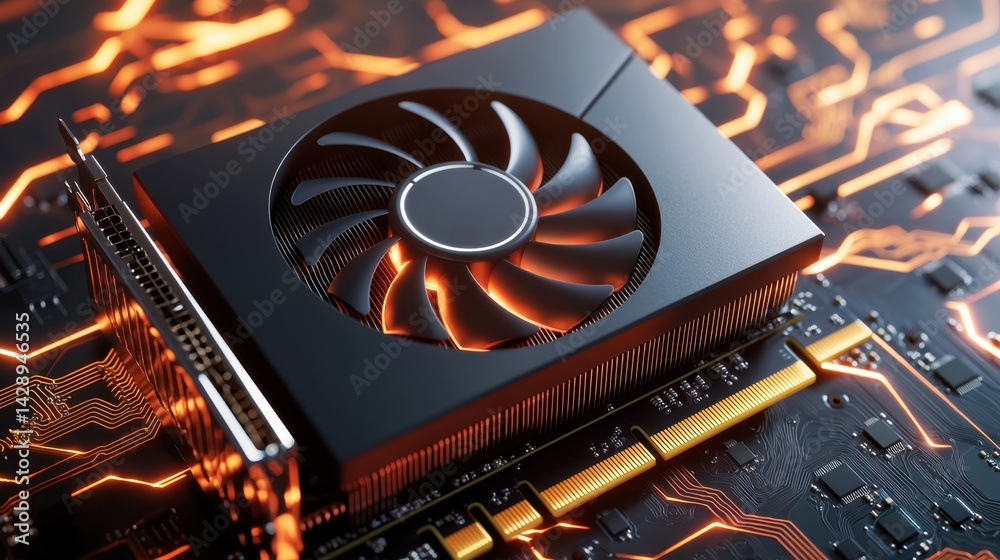 Poster gpu temperature concept, high-performance gpu operating at maximum clock speed with enhanced cooling