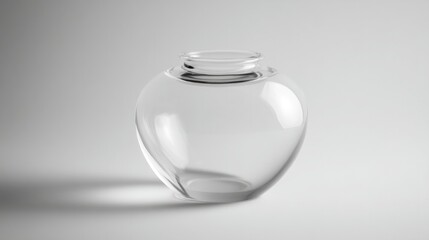 solitary clear glass vase on white surface exemplifies minimalistic elegance and transparent purity