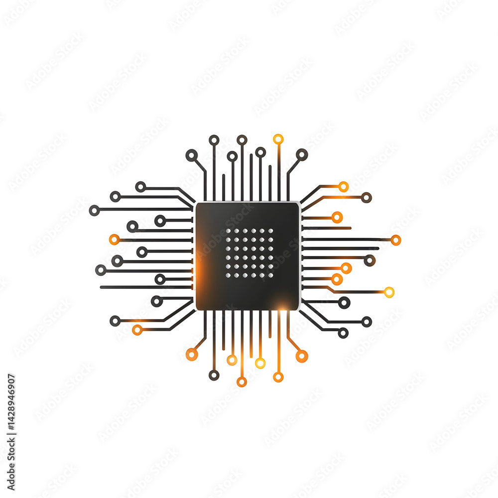 Poster close up detailed view of the intricate circuitry and components on a microprocessor circuit board s