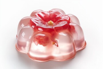 beautiful floral jelly dessert isolated on white background