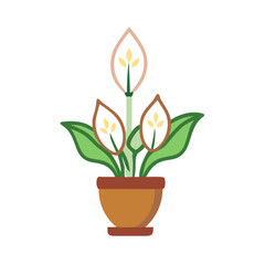 Stylish Potted Plant Illustration on Black Background