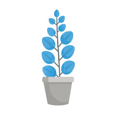 Blue potted plant, interior design, digital illustration style