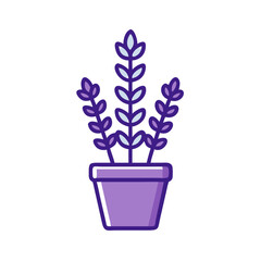 Lavender plant in pot icon on black background