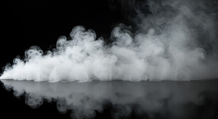 Ethereal Mist Flowing Across Dark Surface Creates Mysterious Ambiance