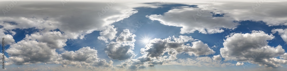 Wall mural seamless overcast cloudy blue sky hdri panorama 360 degrees angle view with zenith and beautiful clo