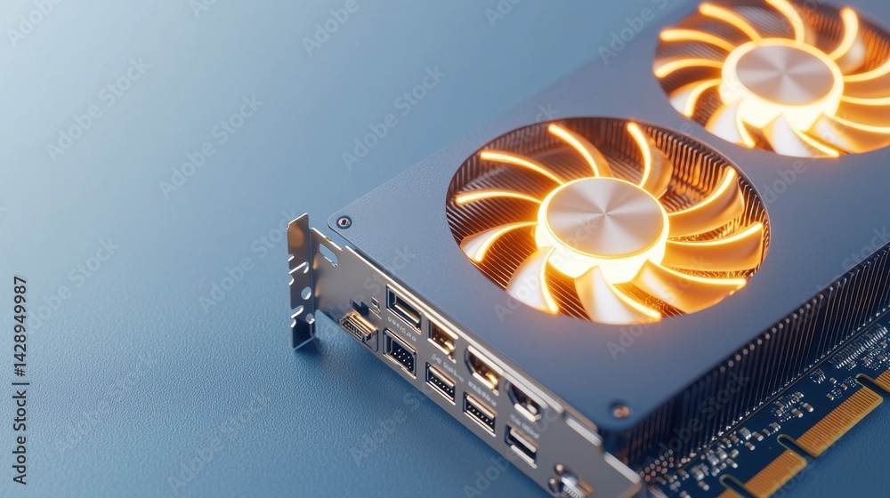 Poster gpu temperature concept, advanced gpu performance with dynamic cooling system and rising heat waves 