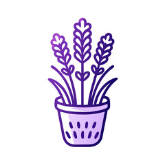 Lavender Plant in Pot Illustration with Purple Gradient