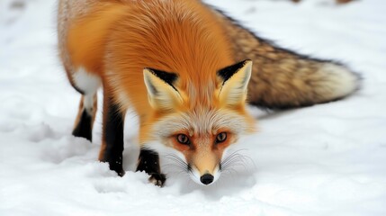 Obraz premium The Curious One: Capture a fox curiously investigating a scent or exploring its surroundings..