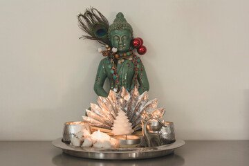 Buddha Statue Winter Holiday Decoration.