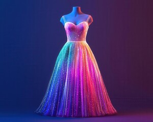 Futuristic holographic dress with reactive light effects, cuttingedge fashion tech