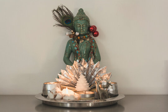 Buddha Statue Winter Holiday Decoration.