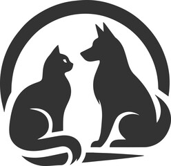 Black cat and dog animal silhouette
