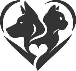 Black cat and dog animal silhouette