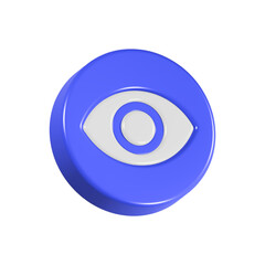 eye view icon 3d rendering realistic button