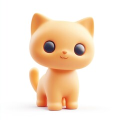 Fototapeta premium Cute, stylized 3D rendering of an orange cartoon cat.