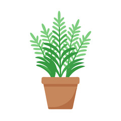 Potted Plant Illustration: Decorative Greenery on Black Background