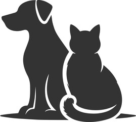 Black cat and dog animal silhouette