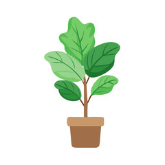 Cartoon potted plant vector illustration on black background