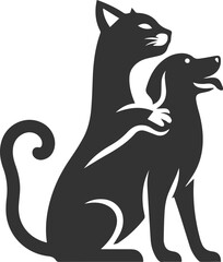 Black cat and dog animal silhouette