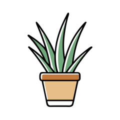 Cute Plant in a Pot Illustration on Black