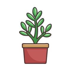Cartoon Potted Plant Illustration on Black Background
